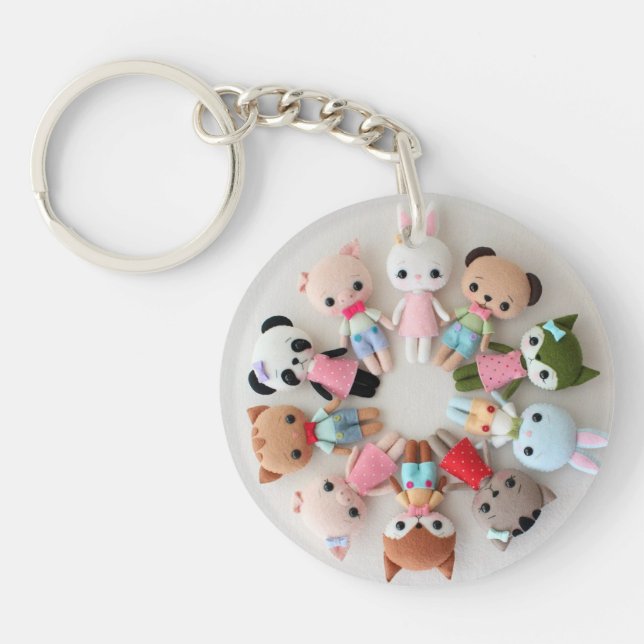 Personalised Acrylic Key Ring - Felt Animals (Front)