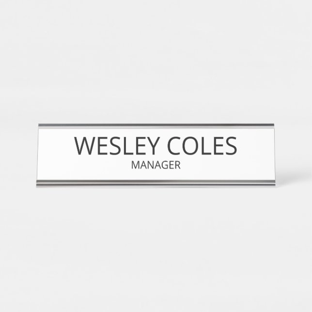 Personalised Acrylic Name Block, Optional Wooden B Desk Name Plate (Front)