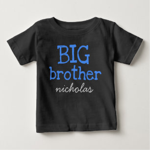 Personalised Add Name Blue Text BIG Brother Baby T-Shirt