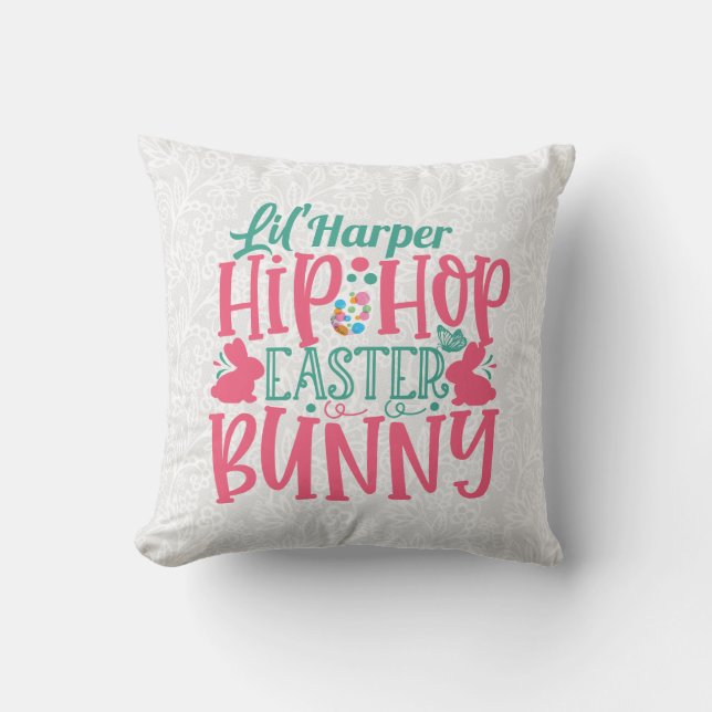 Personalised ADD NAME Lil Hip Hop Easter Bunny Cushion (Front)