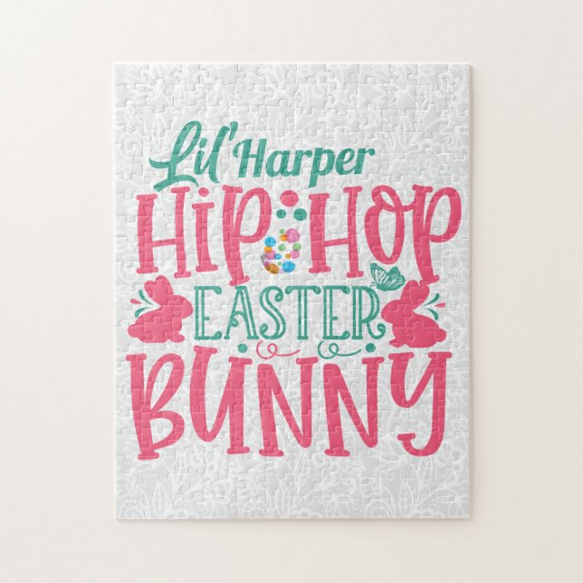 Personalised ADD NAME Lil Hip Hop Easter Bunny Jigsaw Puzzle (Vertical)
