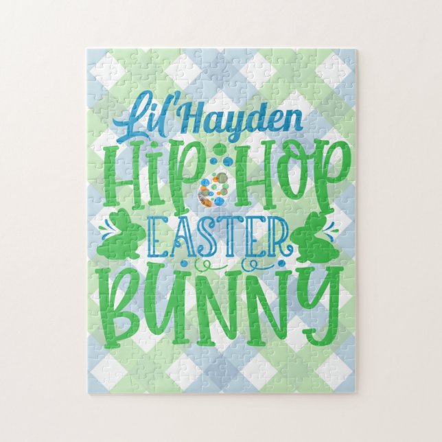 Personalised ADD NAME Lil Hip Hop Easter Bunny Jigsaw Puzzle (Vertical)