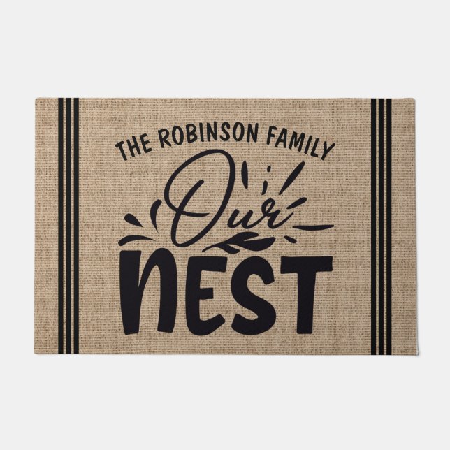 Personalised ADD NAME Our Nest Welcome Doormat (Front)