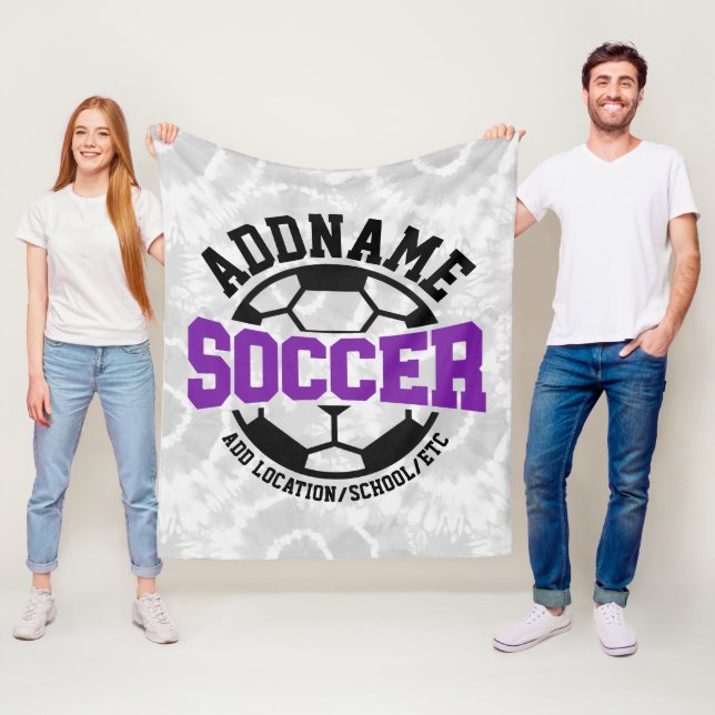 Personalised ADD NAME Soccer Player Team Tie-Dye Fleece Blanket (In Situ)
