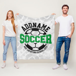 Personalised ADD NAME Soccer Player Team Tie-Dye Fleece Blanket
