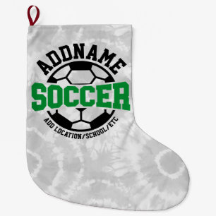 Personalised ADD NAME Soccer Player Team Tie-Dye Large Christmas Stocking