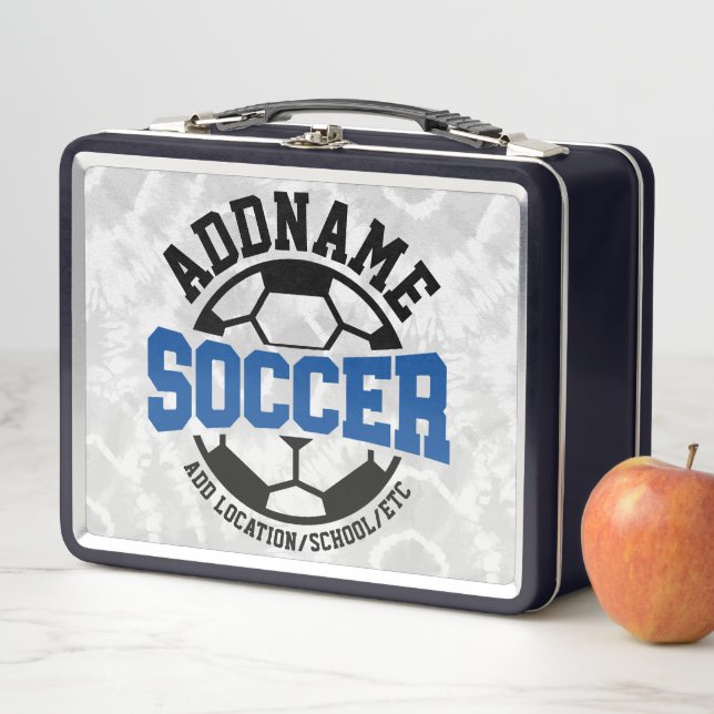 Personalised ADD NAME Soccer Player Team Tie-Dye Metal Lunch Box (In Situ)