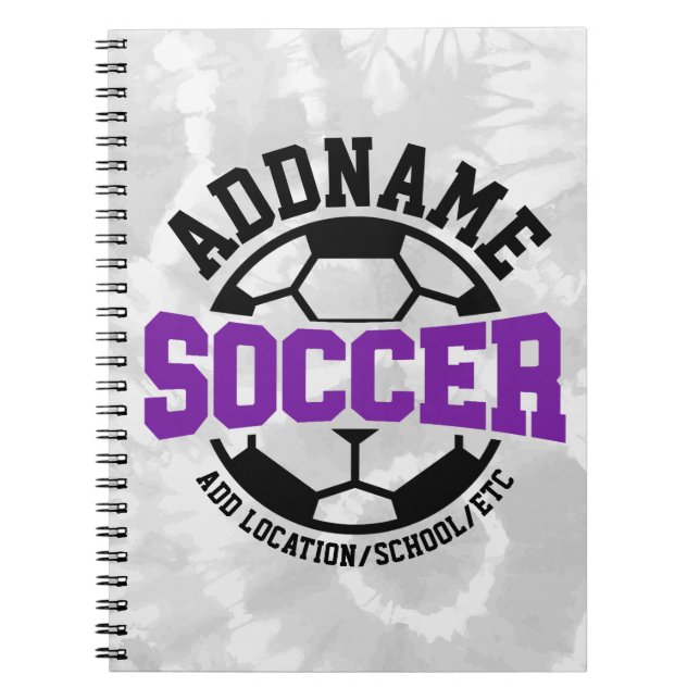 Personalised ADD NAME Soccer Player Team Tie-Dye Notebook (Front)