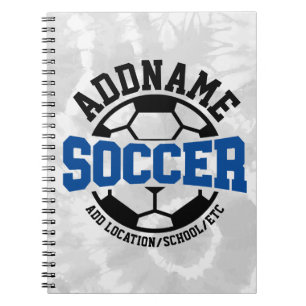 Personalised ADD NAME Soccer Player Team Tie-Dye Notebook