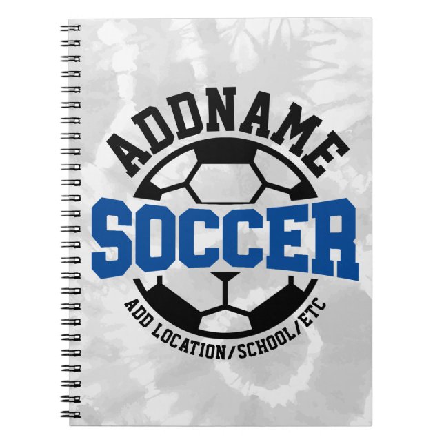 Personalised ADD NAME Soccer Player Team Tie-Dye Notebook (Front)