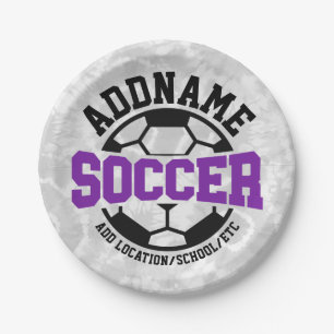 Personalised ADD NAME Soccer Player Team Tie-Dye Paper Plate