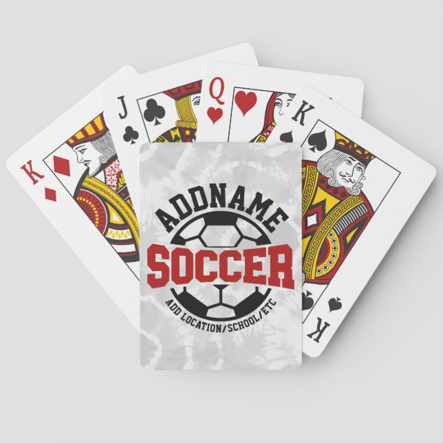 Personalised ADD NAME Soccer Player Team Tie-Dye Playing Cards (Back)