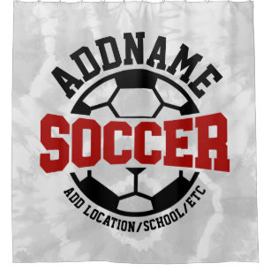 Personalised ADD NAME Soccer Player Team Tie-Dye Shower Curtain