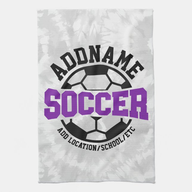 Personalised ADD NAME Soccer Player Team Tie-Dye Tea Towel (Vertical)