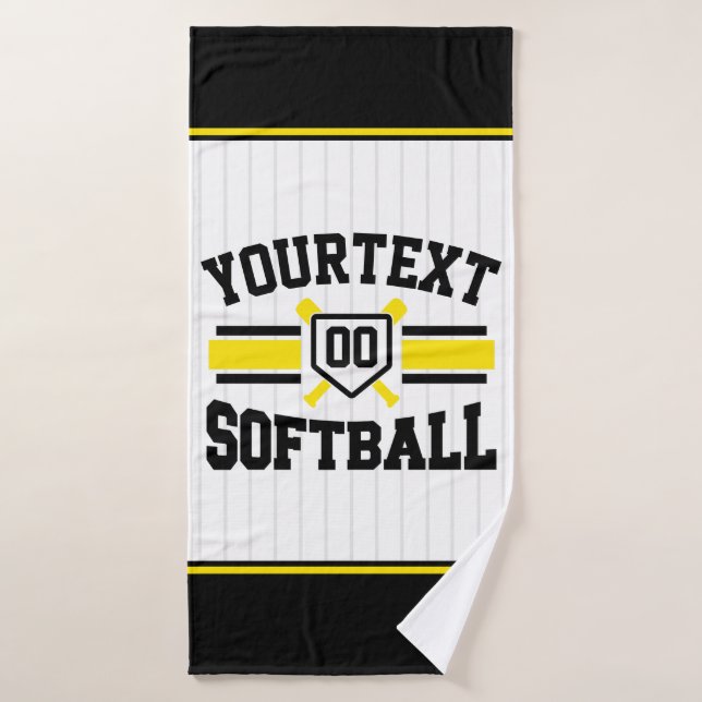 Personalised ADD NAME Softball Player Varsity Team Bath Towel Set (Bath Towel)