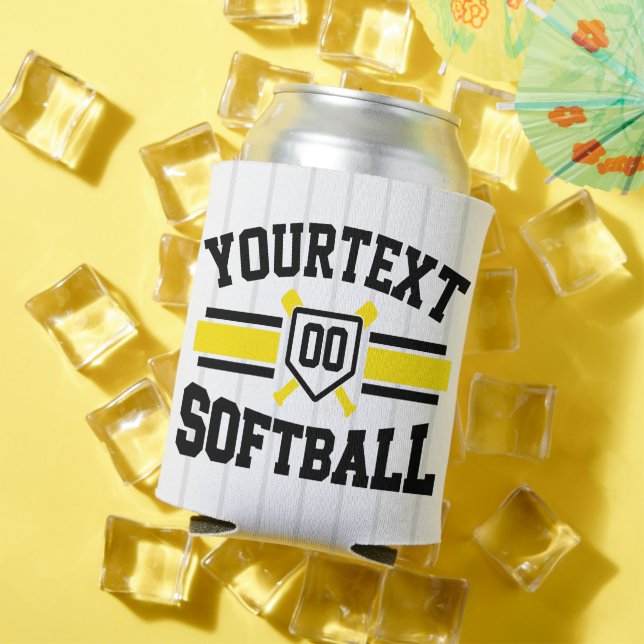 Personalised ADD NAME Softball Player Varsity Team Can Cooler (In Situ Summer)