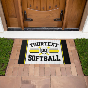Personalised ADD NAME Softball Player Varsity Team Doormat