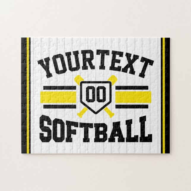 Personalised ADD NAME Softball Player Varsity Team Jigsaw Puzzle (Horizontal)