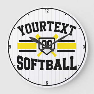 Personalised ADD NAME Softball Player Varsity Team Large Clock
