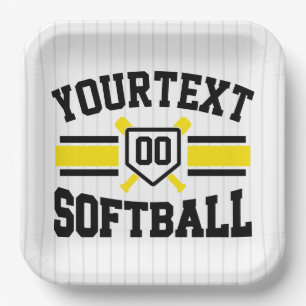 Personalised ADD NAME Softball Player Varsity Team Paper Plate