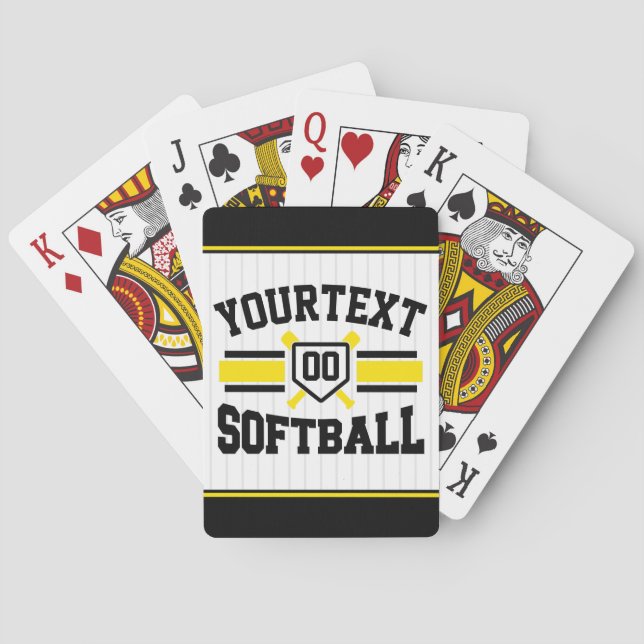 Personalised ADD NAME Softball Player Varsity Team Playing Cards (Back)