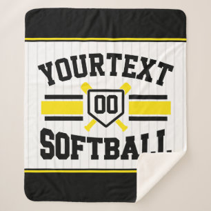 Personalised ADD NAME Softball Player Varsity Team Sherpa Blanket