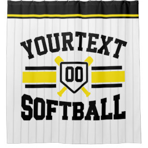 Personalised ADD NAME Softball Player Varsity Team Shower Curtain