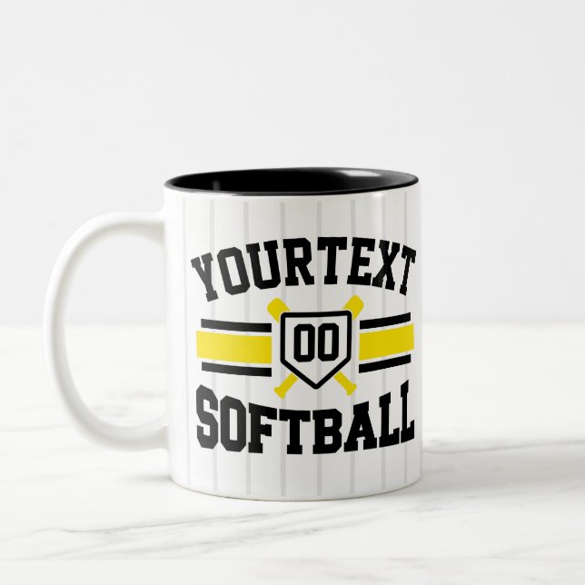 Personalised ADD NAME Softball Player Varsity Team Two-Tone Coffee Mug (Left)