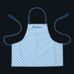 Personalised Add Your Name Baby Blue Gingham Kids Apron<br><div class="desc">Personalised Apron for children featuring a baby blue gingham pattern with a blue script for your name. It makes a great gift for one that likes to cook or bake. Personalise it by replacing the placeholder text. For more options such as to change the font and it's size/colour or the...</div>