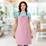 Personalised Add Your Name Baby Pink Gingham Apron<br><div class="desc">Personalised Apron featuring a baby pink gingham pattern with a blue script for your name. It makes a great gift for one that likes to cook, bake or BBQ. Personalise it by replacing the placeholder text. For more options such as to change the font and it's size/colour or the spacing...</div>
