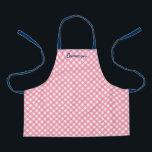 Personalised Add Your Name Baby Pink Gingham Kids Apron<br><div class="desc">Personalised Apron for children featuring a baby pink gingham pattern with a blue script for your name. It makes a great gift for one that likes to cook and bake. Personalise it by replacing the placeholder text. For more options such as to change the font and it's size/colour or the...</div>