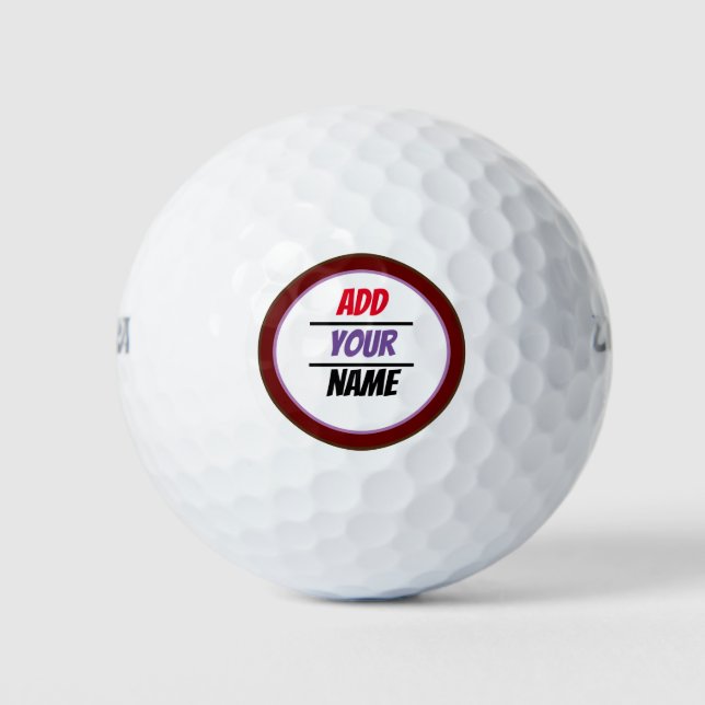 Personalised add your name Custom Text colour full Golf Balls (Front)