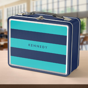 Personalised Add Your Name Editable Colour Stripes Metal Lunch Box