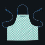 Personalised Add Your Name Mint Gingham Kids Apron<br><div class="desc">Personalised Apron for children featuring a mint turquoise gingham pattern with a blue script for your name. It makes a great gift for one that likes to cook or bake. Personalise it by replacing the placeholder text. For more options such as to change the font and it's size/colour or the...</div>