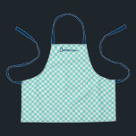 Personalised Add Your Name Mint Gingham Kids Apron<br><div class="desc">Personalised Apron for children featuring a mint turquoise gingham pattern with a blue script for your name. It makes a great gift for one that likes to cook or bake. Personalise it by replacing the placeholder text. For more options such as to change the font and it's size/colour or the...</div>