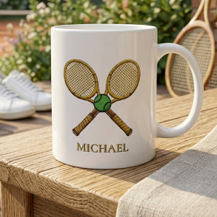 Personalised Add Your Name Tennis Ball Rackets Coffee Mug