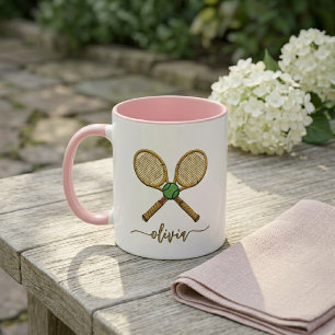 Personalised Add Your Name Tennis Ball Rackets Mug