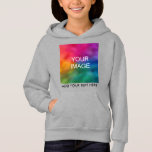Personalised Add Your Photo Text Template Girls<br><div class="desc">Personalised Add Your Photo Text Image Template Kids Girls Light Steel Pullover Hoodie.</div>