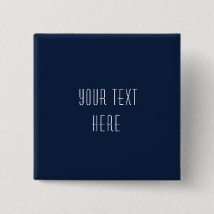 Personalised Add Your Text Navy Blue White 15 Cm Square Badge