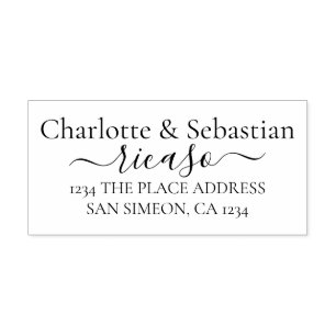 Personalised Address Elegant Scroll Text Rubber Stamp