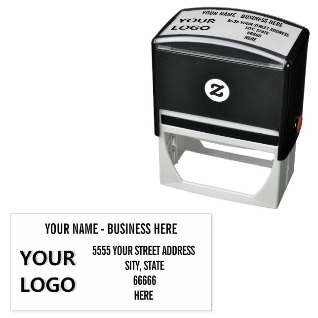 Personalised Address Stamp Example with Logo (In Situ)