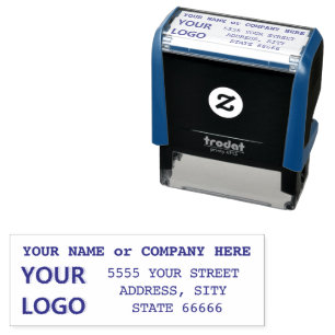 Personalised Address Stamp with Name and Logo