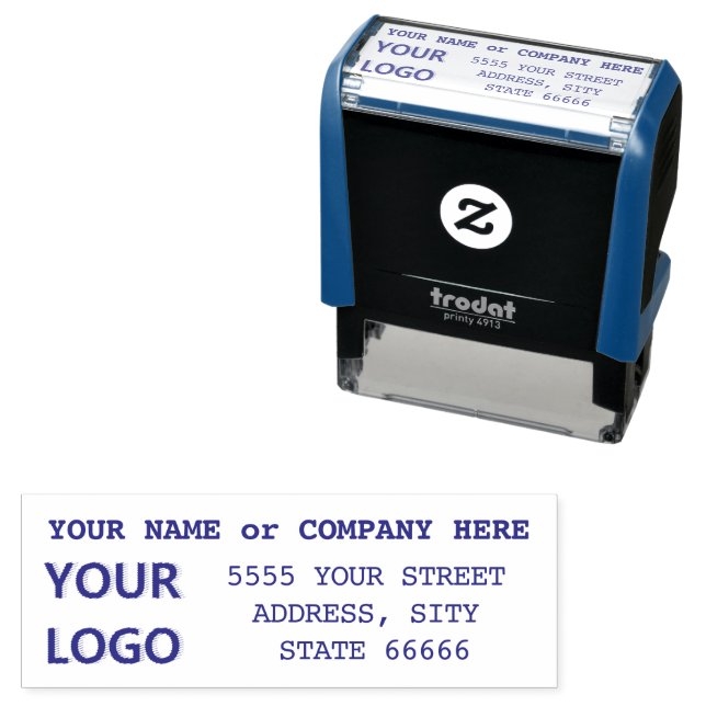 Personalised Address Stamp with Name and Logo (In Situ)