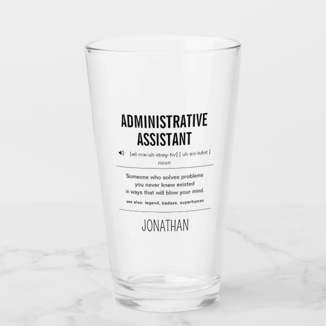 Personalised Administrative Assistant Funny Glass (Front)