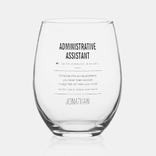 Personalised Administrative Assistant Funny Stemless Wine Glass