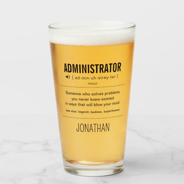 Personalised Administrator Funny Glass (Front Filled)