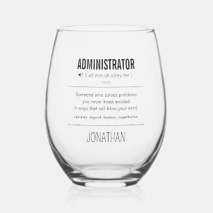 Personalised Administrator Funny Stemless Wine Glass