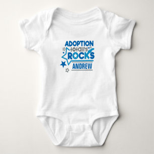 Personalised Adoption Rocks Blue Grey Baby Bodysuit