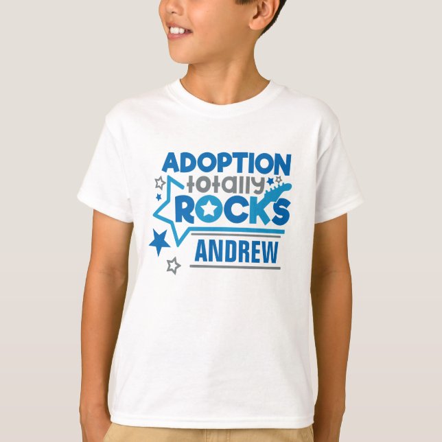 Personalised Adoption Rocks Blue Grey T-Shirt (Front)