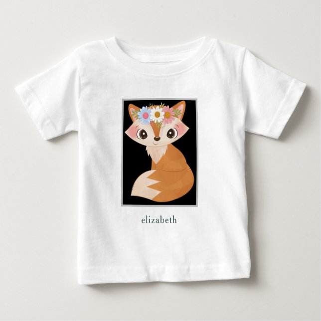 Personalised Adorable Baby Fox Baby T-Shirt (Front)